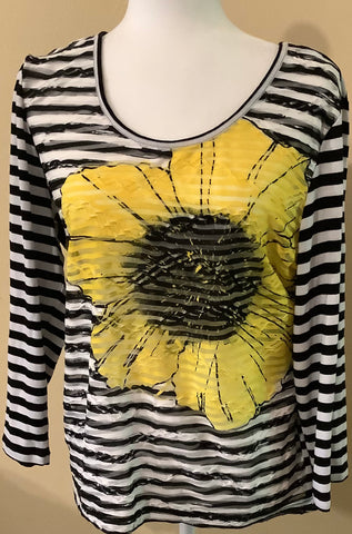 Woman’s striped thin shirt with Flower