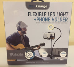 Flexible LED light and phone holder